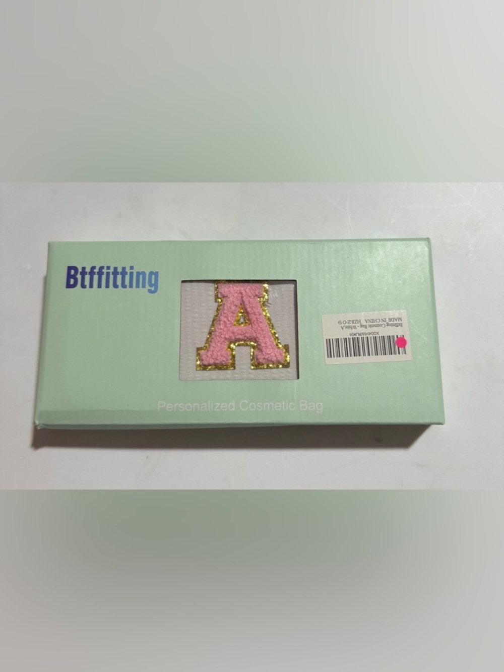 Personalized Cosmetic Bag with Pink 'A' Patch